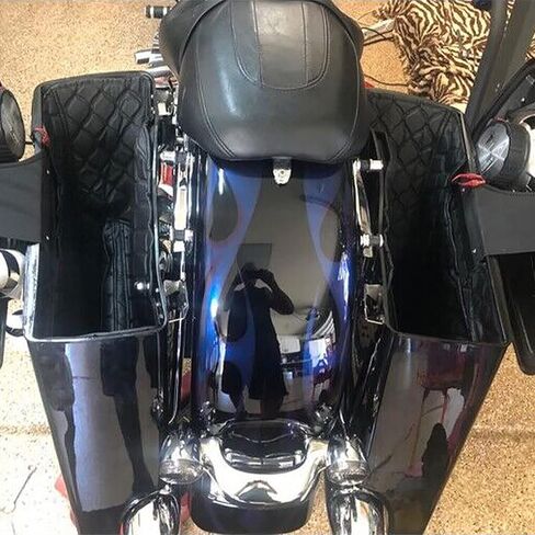HDBUBALUS بطانات السرج الممتدة مقاس 5 بوصات إدراج خيط أحمر متوافق مع Harley 2014-2023 زوج واحد in Kuwait