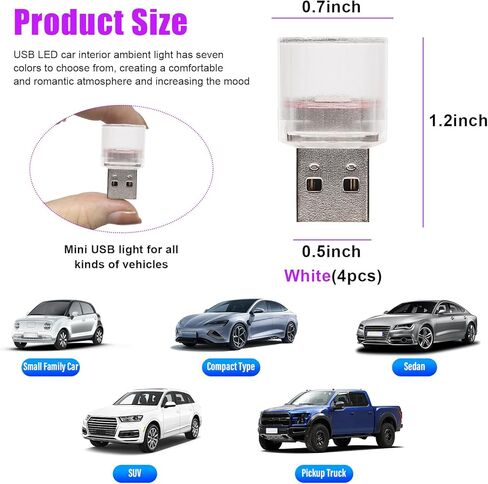 4 PCS USB LED Car Interior Atmosphere Lights, Plug-in USB Automotive Interface Charging Night Lamps, Mini Vehicle Interior LED Atmosphere Light for Car, Bedroom, Hallway (Blue) in Kuwait