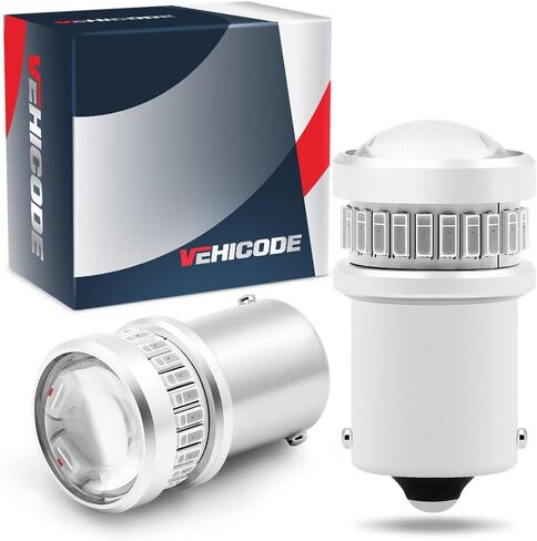 VEHICODE 12V/24V أحمر 67 89 97 5007 R5W 5008 R10W 1003 1156 LED لمبة صغيرة 7506 P21W استبدال للدراجات النارية Harley Turn Signal Blinker Car Tail Brake Stop Light RV Trailer Exterior Lamp (2 Pack) in Kuwait