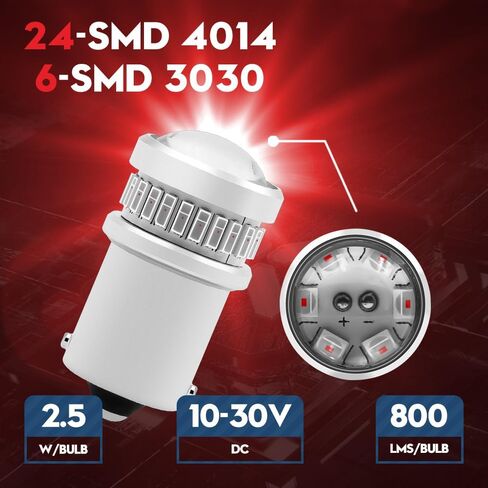 VEHICODE 12V/24V أحمر 67 89 97 5007 R5W 5008 R10W 1003 1156 LED لمبة صغيرة 7506 P21W استبدال للدراجات النارية Harley Turn Signal Blinker Car Tail Brake Stop Light RV Trailer Exterior Lamp (2 Pack) in Kuwait