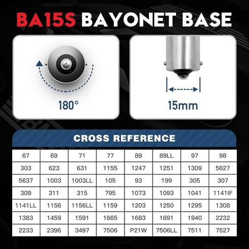 VEHICODE 12V/24V أحمر 67 89 97 5007 R5W 5008 R10W 1003 1156 LED لمبة صغيرة 7506 P21W استبدال للدراجات النارية Harley Turn Signal Blinker Car Tail Brake Stop Light RV Trailer Exterior Lamp (2 Pack) in Kuwait