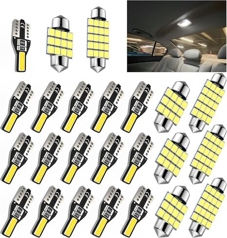 24 قطعة مجموعة مصابيح السيارة الداخلية T10 31 مم 42 مم مصابيح LED داخلية فائقة السطوع 194 De3175 578 مصابيح بديلة داخلية لخريطة السيارة باللون الأبيض in Kuwait