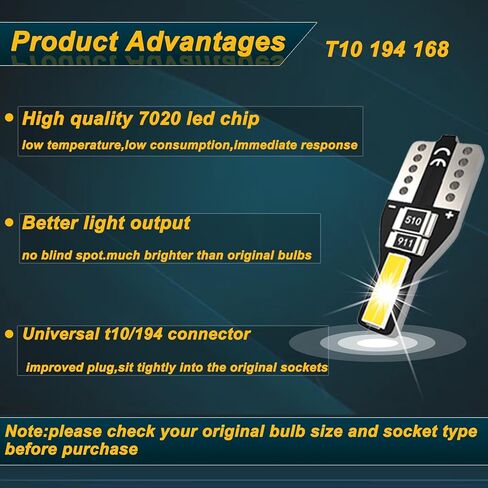 24 قطعة مجموعة مصابيح السيارة الداخلية T10 31 مم 42 مم مصابيح LED داخلية فائقة السطوع 194 De3175 578 مصابيح بديلة داخلية لخريطة السيارة باللون الأبيض in Kuwait