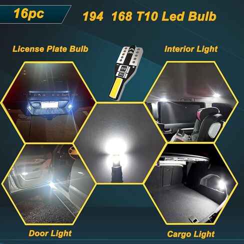 24 قطعة مجموعة مصابيح السيارة الداخلية T10 31 مم 42 مم مصابيح LED داخلية فائقة السطوع 194 De3175 578 مصابيح بديلة داخلية لخريطة السيارة باللون الأبيض in Kuwait