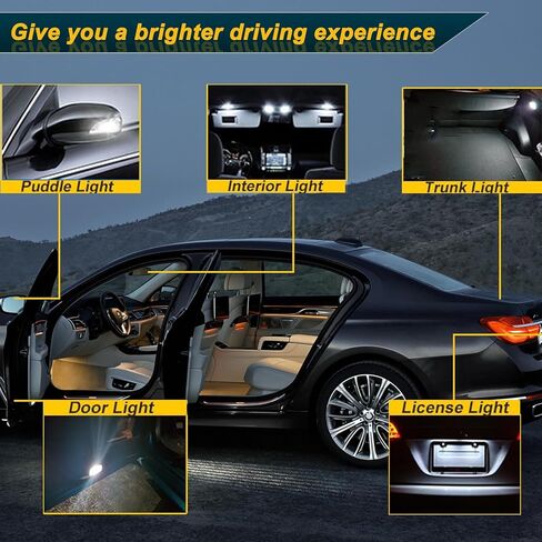 24 قطعة مجموعة مصابيح السيارة الداخلية T10 31 مم 42 مم مصابيح LED داخلية فائقة السطوع 194 De3175 578 مصابيح بديلة داخلية لخريطة السيارة باللون الأبيض in Kuwait