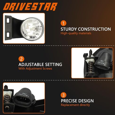 DRIVESTAR Fog Lamp Lights Pair Set (Left & Right) Amber Lens, fit 1994-2001 for Dodge Ram 1500, 1994-2002 for Dodge Ram 2500 3500, with 881 12V 27W Bulbs, for 19534501 19534601 CH2592109 CH2593109 in Saudi Arabia