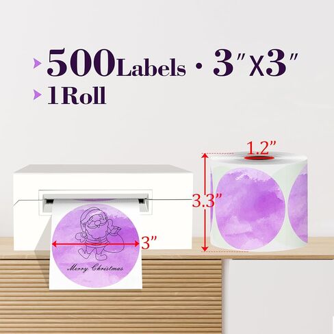 PARLAIM 3 Inch Thermal Labels,Watercolor Labels for Thermal Printer,Circle Thermal Stickers Labels for Inventory,500PCS Round Color Coding Label with Perforation,Package Decoration (Green Watercolor) in Saudi Arabia