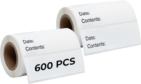 600-Piece Freezer Refrigerator Food Labels- 1" x 3" Removable Adhesive Blank Food Storage Containers Paper Labels Kitchen Stickers for Mason Jars Bottles Water Oil Resistant No Residue in Kuwait