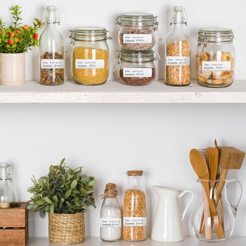 600-Piece Freezer Refrigerator Food Labels- 1" x 3" Removable Adhesive Blank Food Storage Containers Paper Labels Kitchen Stickers for Mason Jars Bottles Water Oil Resistant No Residue in Kuwait