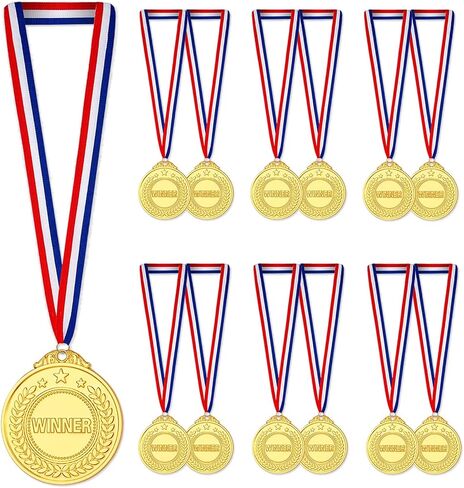 12pcs Gold Medals Sports Winner Awards Medals for Adult and Kids Competitions,Olympic Style Gold Prizes with Neck Ribbon for Football,Basketball,and Baseball Games,2Inch in Saudi Arabia