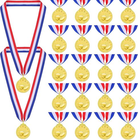 ميداليات كرة القدم للجوائز الذهبية مع أشرطة للرقبة، ميداليات معدنية للأطفال والكبار، ألعاب كرة القدم الرياضية، الألعاب الأولمبية، هدايا الحفلات، جائزة الكأس، 1.57 بوصة (كرة القدم، 24 قطعة) in Saudi Arabia