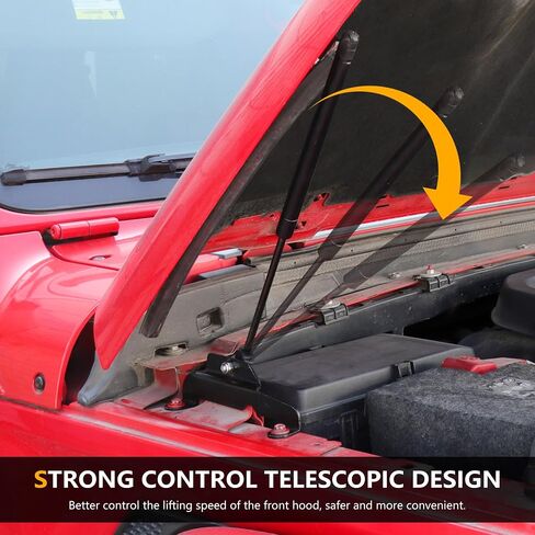 طقم مساعدة دعم رفع دعامات غطاء المحرك متوافق مع 2018-2024 Jeep Wrangler JL Gladiator JT Accessories غطاء أمامي سريع الشحن بالغاز، صدمات زنبركية، استبدال قضيب الدعامة، زوج واحد أسود in Saudi Arabia