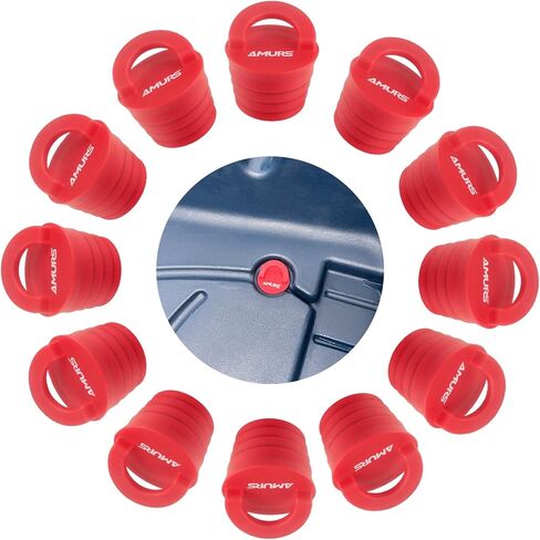 12 قطعة من قوابس الكاياك سكوبر، سدادة فتحات التصريف مع مقبض من السيليكون، سدادات كاياك عالمية للجلوس على قمة قارب الكاياك (أحمر) in Kuwait