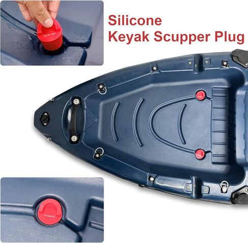 12 قطعة من قوابس الكاياك سكوبر، سدادة فتحات التصريف مع مقبض من السيليكون، سدادات كاياك عالمية للجلوس على قمة قارب الكاياك (أحمر) in Kuwait