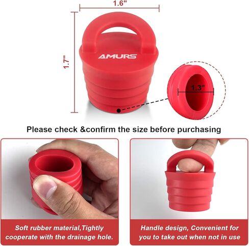 12 قطعة من قوابس الكاياك سكوبر، سدادة فتحات التصريف مع مقبض من السيليكون، سدادات كاياك عالمية للجلوس على قمة قارب الكاياك (أحمر) in Kuwait