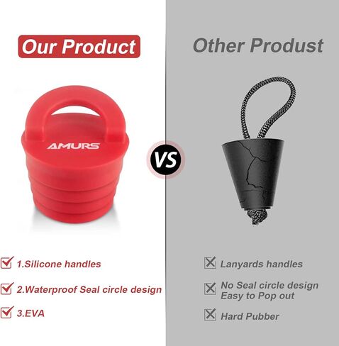 12 قطعة من قوابس الكاياك سكوبر، سدادة فتحات التصريف مع مقبض من السيليكون، سدادات كاياك عالمية للجلوس على قمة قارب الكاياك (أحمر) in Kuwait