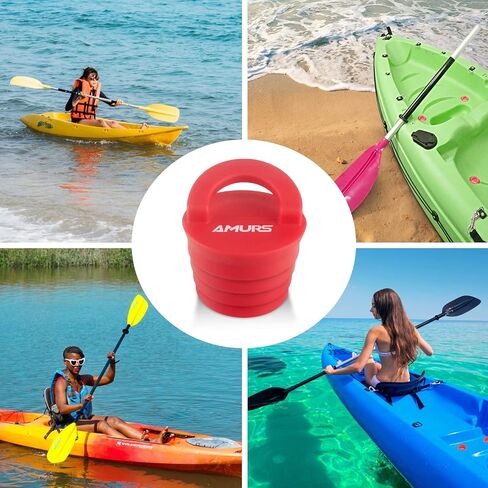 12 قطعة من قوابس الكاياك سكوبر، سدادة فتحات التصريف مع مقبض من السيليكون، سدادات كاياك عالمية للجلوس على قمة قارب الكاياك (أحمر) in Kuwait