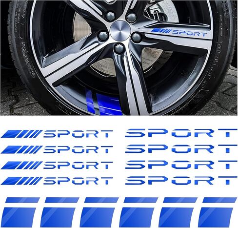 14 PCS Car Decal Stickers, Sport Logo Car Rear Stickers & Mirror Decals, Auto Wheel Reflective Personality Stripes, Sport Emblem Wheel Rim Decor Stickers for All Vehicles (Red) in Saudi Arabia