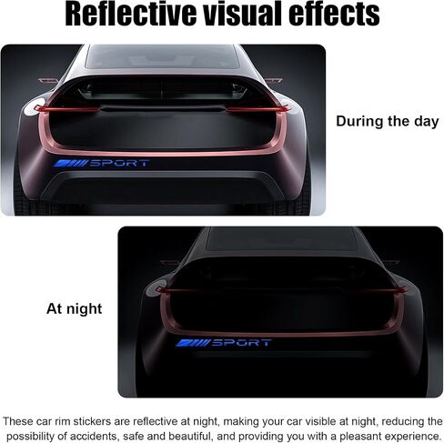 14 PCS Car Decal Stickers, Sport Logo Car Rear Stickers & Mirror Decals, Auto Wheel Reflective Personality Stripes, Sport Emblem Wheel Rim Decor Stickers for All Vehicles (Red) in Saudi Arabia