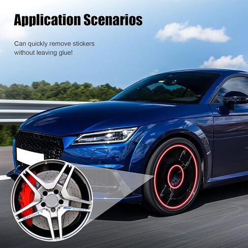 14 PCS Car Decal Stickers, Sport Logo Car Rear Stickers & Mirror Decals, Auto Wheel Reflective Personality Stripes, Sport Emblem Wheel Rim Decor Stickers for All Vehicles (Red) in Saudi Arabia