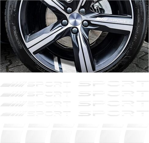 14 PCS Car Decal Stickers, Sport Logo Car Rear Stickers & Mirror Decals, Auto Wheel Reflective Personality Stripes, Sport Emblem Wheel Rim Decor Stickers for All Vehicles (Red) in Saudi Arabia
