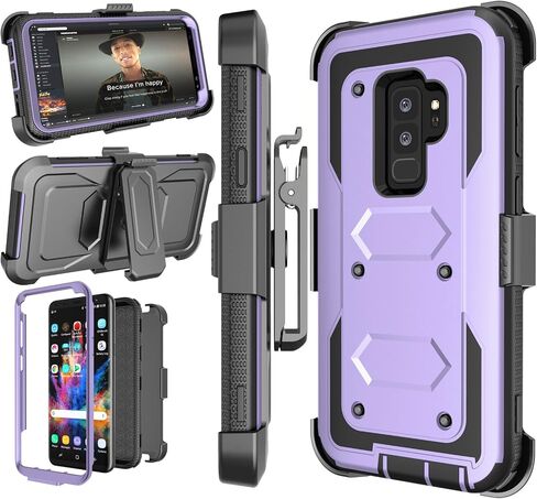 Njjex for Galaxy S9 Plus Case, for Samsung Galaxy S9+ S9 Plus Case, [Nbeck] Shockproof Heavy Duty Rugged Holster Locking Swivel Belt Clip Full Body Hard Shell Cover Phone Case & Kickstand [Blue] in Saudi Arabia