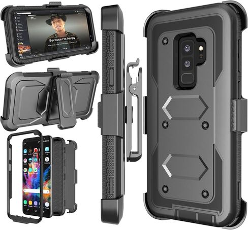 Njjex for Galaxy S9 Plus Case, for Samsung Galaxy S9+ S9 Plus Case, [Nbeck] Shockproof Heavy Duty Rugged Holster Locking Swivel Belt Clip Full Body Hard Shell Cover Phone Case & Kickstand [Blue] in Saudi Arabia