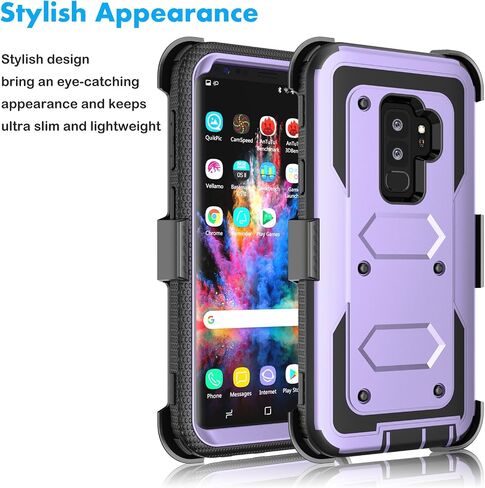 Njjex for Galaxy S9 Plus Case, for Samsung Galaxy S9+ S9 Plus Case, [Nbeck] Shockproof Heavy Duty Rugged Holster Locking Swivel Belt Clip Full Body Hard Shell Cover Phone Case & Kickstand [Blue] in Saudi Arabia
