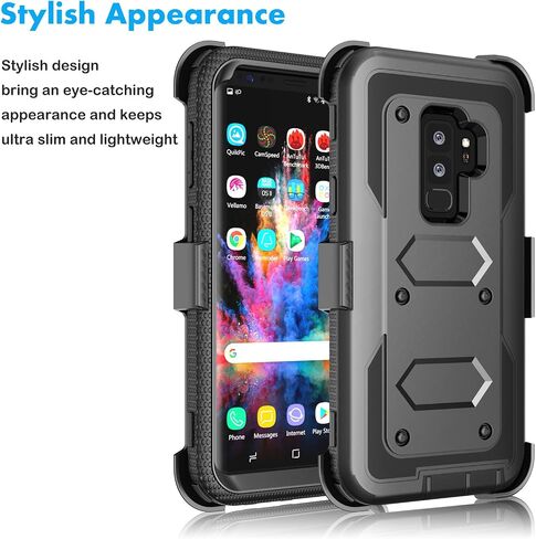 Njjex for Galaxy S9 Plus Case, for Samsung Galaxy S9+ S9 Plus Case, [Nbeck] Shockproof Heavy Duty Rugged Holster Locking Swivel Belt Clip Full Body Hard Shell Cover Phone Case & Kickstand [Blue] in Saudi Arabia
