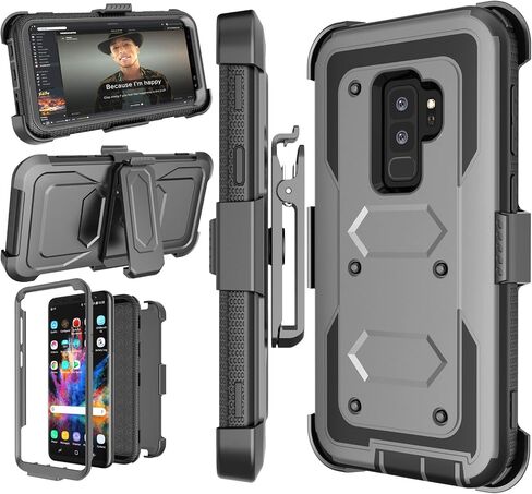 Njjex for Galaxy S9 Plus Case, for Samsung Galaxy S9+ S9 Plus Case, [Nbeck] Shockproof Heavy Duty Rugged Holster Locking Swivel Belt Clip Full Body Hard Shell Cover Phone Case & Kickstand [Blue] in Saudi Arabia