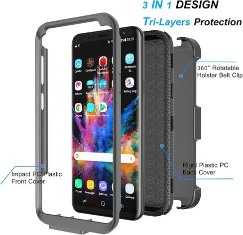 Njjex for Galaxy S9 Plus Case, for Samsung Galaxy S9+ S9 Plus Case, [Nbeck] Shockproof Heavy Duty Rugged Holster Locking Swivel Belt Clip Full Body Hard Shell Cover Phone Case & Kickstand [Blue] in Saudi Arabia