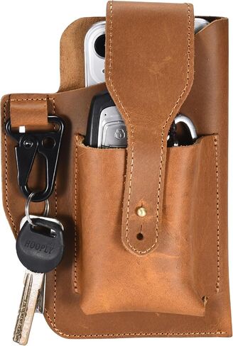 Pardo Leather Phone Holster for Men - Brown Universal Belt Holster for Cell Phones, Cigars, EDC Tools, Keychains, Credit Cards, Pens, and More - Waterproof Tactical Phone Belt Bag and Pocket Belt in Saudi Arabia