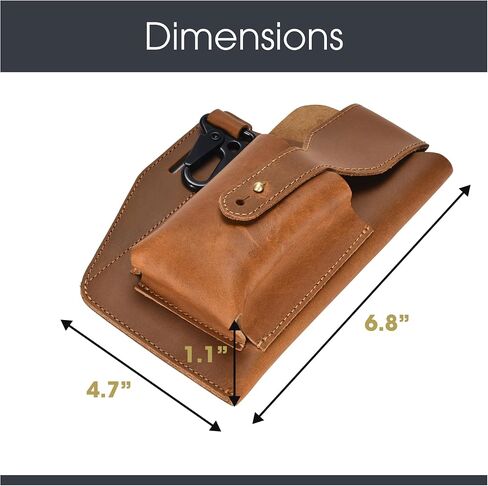Pardo Leather Phone Holster for Men - Brown Universal Belt Holster for Cell Phones, Cigars, EDC Tools, Keychains, Credit Cards, Pens, and More - Waterproof Tactical Phone Belt Bag and Pocket Belt in Saudi Arabia