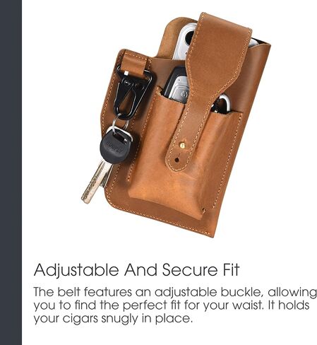 Pardo Leather Phone Holster for Men - Brown Universal Belt Holster for Cell Phones, Cigars, EDC Tools, Keychains, Credit Cards, Pens, and More - Waterproof Tactical Phone Belt Bag and Pocket Belt in Saudi Arabia