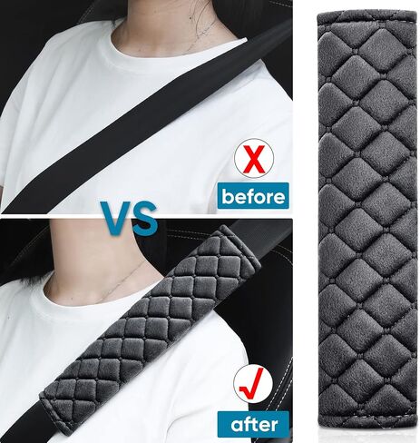 2Pcs Car Seat Belt Cover Pads, Shoulder Seatbelt Pads Cover, Safety Belt Strap Shoulder Pad for Adults and Children (Beige) in Saudi Arabia