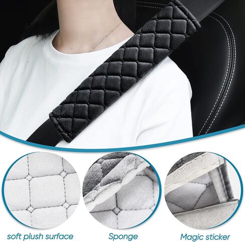 2Pcs Car Seat Belt Cover Pads, Shoulder Seatbelt Pads Cover, Safety Belt Strap Shoulder Pad for Adults and Children (Beige) in Saudi Arabia