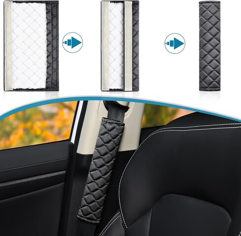 2Pcs Car Seat Belt Cover Pads, Shoulder Seatbelt Pads Cover, Safety Belt Strap Shoulder Pad for Adults and Children (Beige) in Saudi Arabia