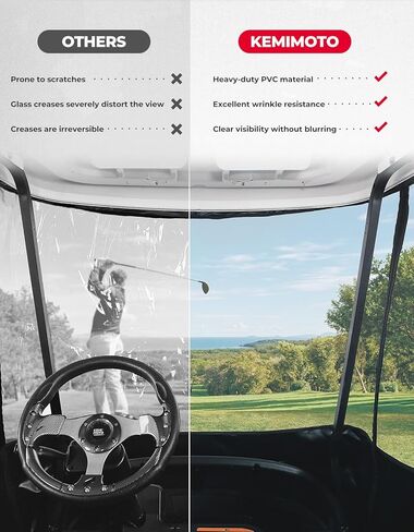 حاوية عربة الجولف KEMIMOTO 600D، سقف ممتد لـ 4 ركاب يصل إلى 89 بوصة متوافق مع EZGO، سيارة النادي السابقة/إلى الأمام/الإيقاع، غطاء مطر مقاوم للماء عالي التحمل مع نافذة PVC مضادة للتجاعيد in Kuwait