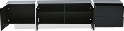Modern Contemporary Rectangle Design Cabinet Stand with High Gloss UV Surface, Unique Style Console Table for TVs Up to 8'', for Living Room, Black in Saudi Arabia