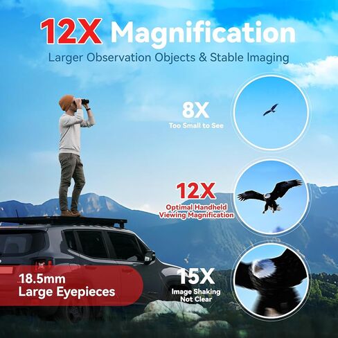 12x42 HD Binoculars for Adults with Phone Adapter-Binoculars with High Powered,Clear Large View, Beginner Binoculars for Birding Watching,Travel,Cruise Ship,Sports and Concert. in Kuwait