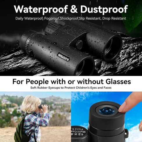 12x42 HD Binoculars for Adults with Phone Adapter-Binoculars with High Powered,Clear Large View, Beginner Binoculars for Birding Watching,Travel,Cruise Ship,Sports and Concert. in Kuwait