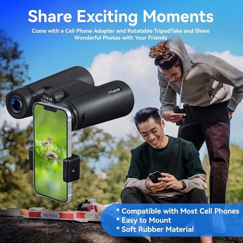 12x42 HD Binoculars for Adults with Phone Adapter-Binoculars with High Powered,Clear Large View, Beginner Binoculars for Birding Watching,Travel,Cruise Ship,Sports and Concert. in Kuwait