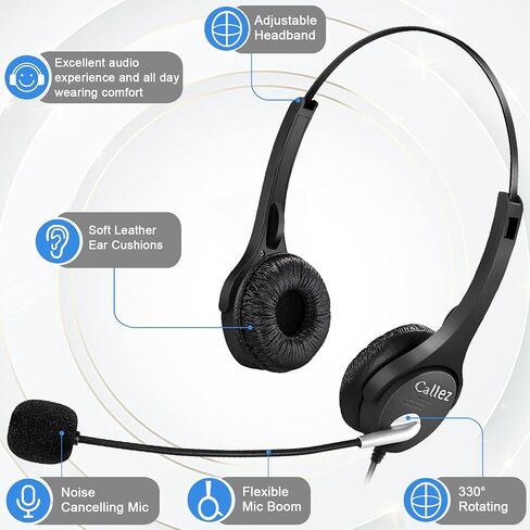 Phone Headset with Noise Cancelling Microphone & Mute Switch, Dual-Ear RJ9 Telephone Headsets Compatible with Cisco Phones 6851 6945 7841 7861 7942 7945 7961 7962 7965 8811 8841 8845 8851 8861 in Saudi Arabia