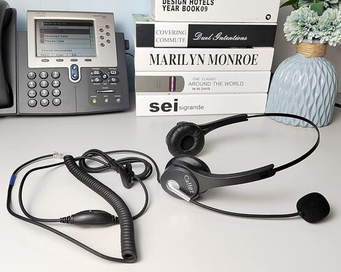 Phone Headset with Noise Cancelling Microphone & Mute Switch, Dual-Ear RJ9 Telephone Headsets Compatible with Cisco Phones 6851 6945 7841 7861 7942 7945 7961 7962 7965 8811 8841 8845 8851 8861 in Saudi Arabia