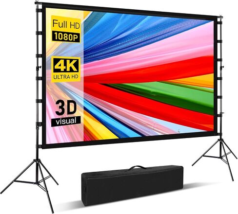 Projector Screen with Stand, 150 inch Indoor Outdoor Portable Projection Screen,Outdoor Movie Screen Stand with Carry Bag for Backyard Movie,Office,Camping,Parrty in Saudi Arabia