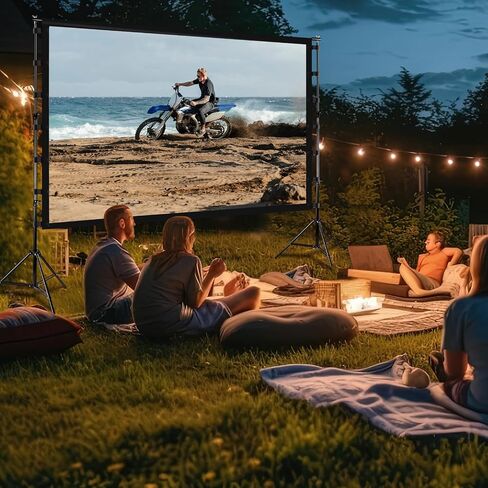 Projector Screen with Stand, 150 inch Indoor Outdoor Portable Projection Screen,Outdoor Movie Screen Stand with Carry Bag for Backyard Movie,Office,Camping,Parrty in Saudi Arabia