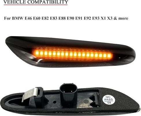 استبدال مصابيح إشارة الانعطاف الجانبية للدخان LED لسيارات BMW E46 E60 E82 E83 E88 E90 E91 E92 E93 X1 X3 325i 328i 335i 525i 528xi 530xi والمزيد - مجموعة مصابيح إشارة الانعطاف للسائق والركاب in Kuwait