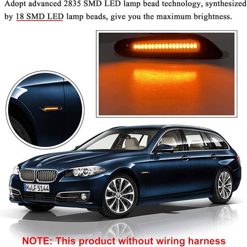 استبدال مصابيح إشارة الانعطاف الجانبية للدخان LED لسيارات BMW E46 E60 E82 E83 E88 E90 E91 E92 E93 X1 X3 325i 328i 335i 525i 528xi 530xi والمزيد - مجموعة مصابيح إشارة الانعطاف للسائق والركاب in Kuwait