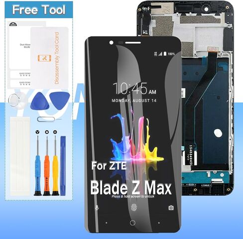 LCD Touch Screen Replacement for ZTE Blade Z Max Z982| 6.0'' LCD Display | Black with Frame| Tools Included in Kuwait