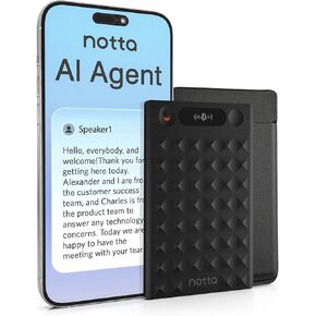 AI Voice Recorder, Notta Memo Digital Voice Recorder w/Screen & Case, AI Transcription & Summary of 58 Languages, 30h Recording Time, One-Press Recording for Calls, Meetings, Interviews, Lectures